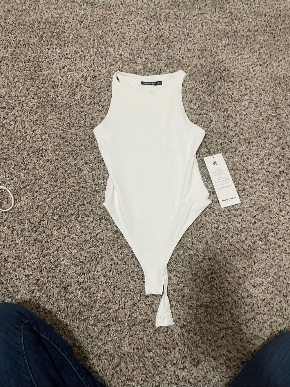 Love, Bonito White Ribbed Crewneck Bodysuit